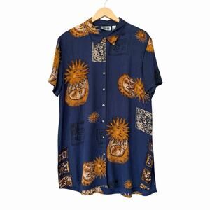 Vintage Celestial Print Shirt/Dress Chico’s 90’s Beaded Rayon 2X
